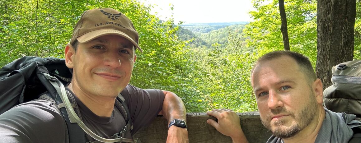 Derek & Greg Hiking Jordan River Valley Pathway