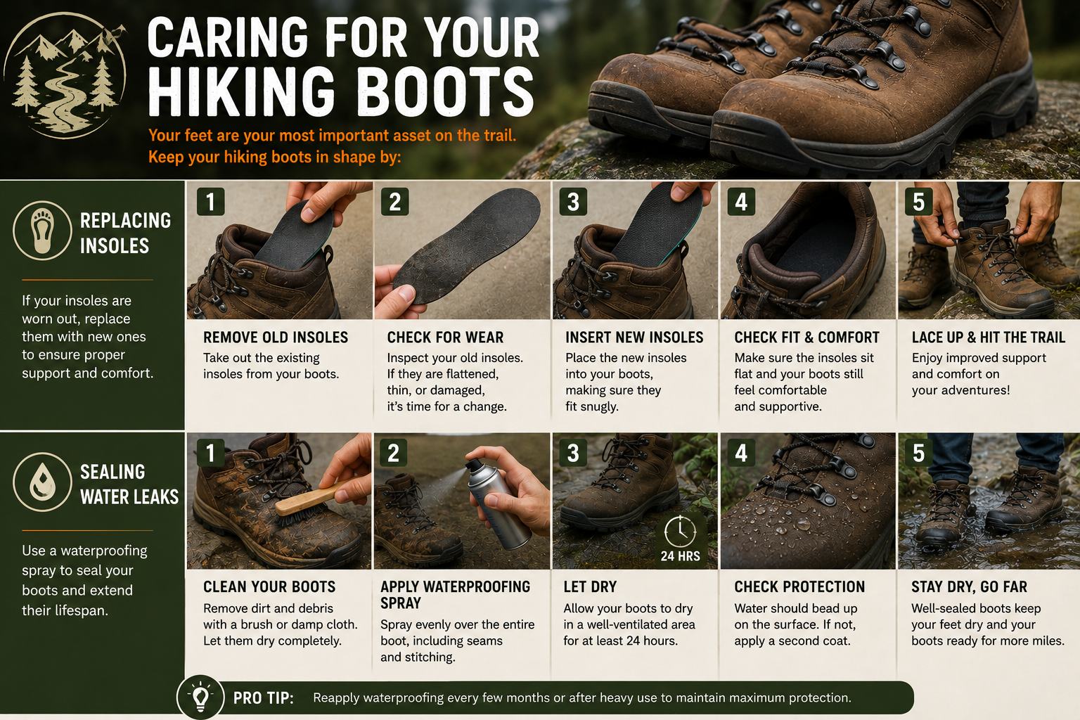 Caring for hiking boots and shoes