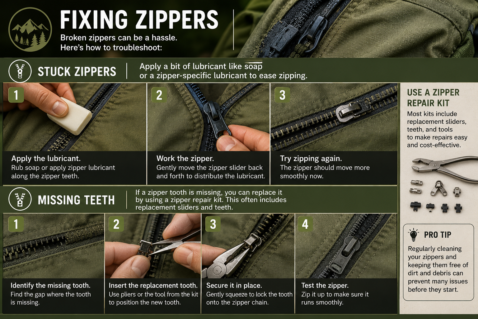 Repairing Gear Zippers